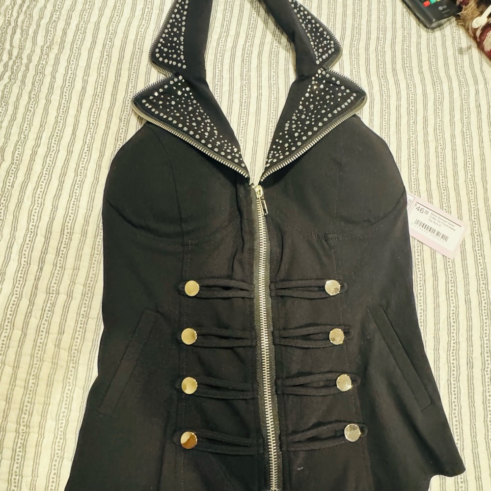 Black Studded Crop Top